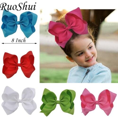 8 inch Women Large Solid Color Grosgrain Ribbon Hair Clips Headwear Barrette Bowknot Hairgrips Hair Bows Girls Hair Accessories