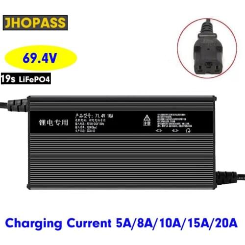 69.4V 20A 15A 10A 8A 5A Lithium Li-ion battery charger power supply FAST smart Output 180v-240v 60V ebike e-bike electronic car