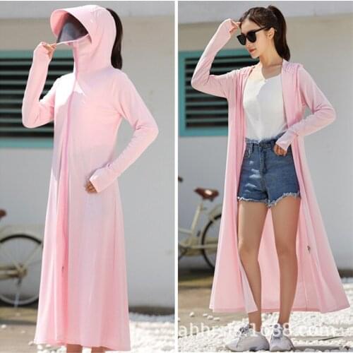 Womens Sun Protection Clothing Long Anti-ultraviolet Summer New Ice Silk Sun Protection Clothing Windbreaker