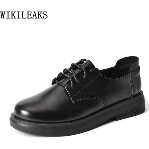 Leather Casual Shoes 2021 Fashion Women Oxford Shoes for Women Platform Shoes Block Heels Zapatos Casuales De Mujer Scarpe