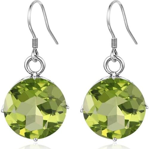 Szjinao Genuine Peridot Drop Earrings 925 Sterling Silver Earrings For Wome Earings Fashion Fine Jewellery 2020 For Best Friend