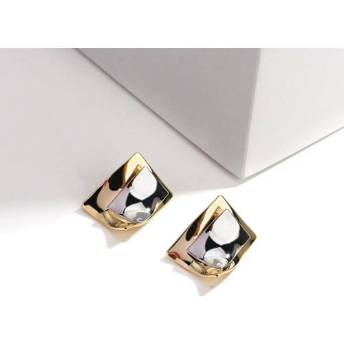 AENSOA Fashion Vintage Small Earrings for Women Small Geometric Statement Gold Color Metal Drop Earrings 2021 Trendy Earings