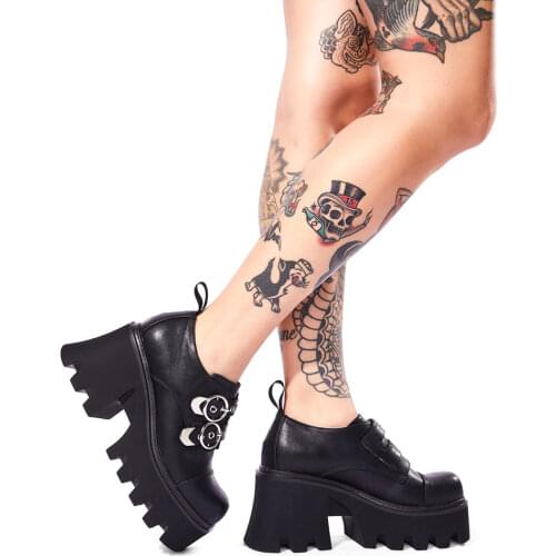 2021 Ugly Design Great Quality Vintage Cool Gothic Style Girls Fashion Chunky Heels Platform Women Shoes Casual BIG Size 43