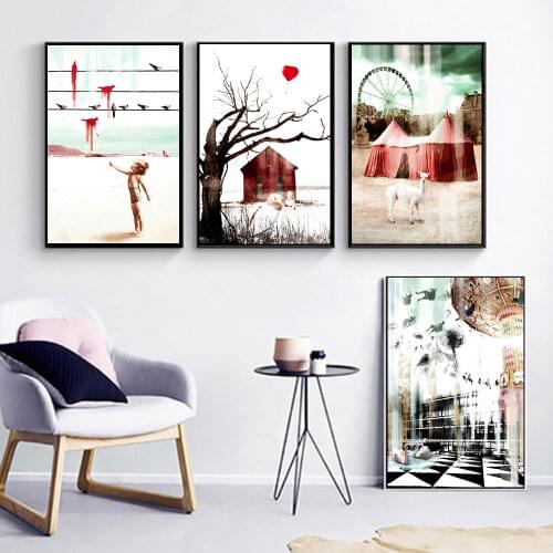 Llama Painting Nursery Wall Art Canvas Painting Nordic Posters and Prints Wall Pictures Home Decor Metal Organic Glass Frame