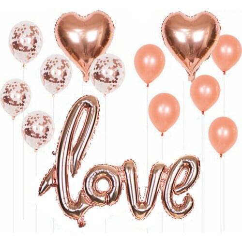 1set Rose Gold Balloons Love Letter Heart Foil Balloon Party Decorations Wedding Bachelorette Party Supplies Wedding Supplie