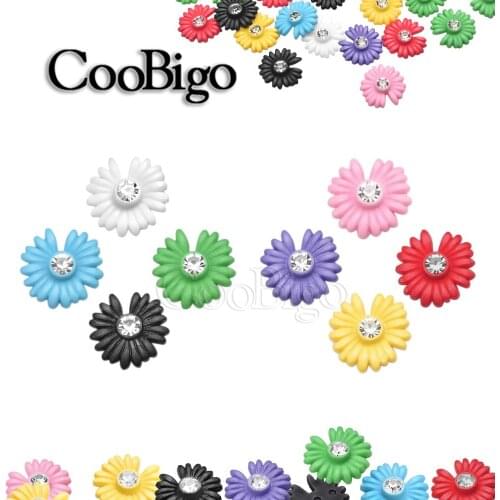 10pcs Daisy Shape Flatback Flower With Rhinestone Cabochon for Mobile Phone Case Girl Hair Decoration DIY Accessories 14mm