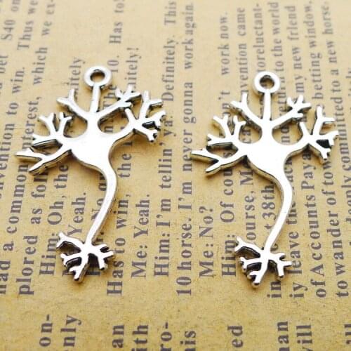10 Pieces/Lot 21*33mm Antique Silver Color Alloy Diy Making Medical Neuron Charm