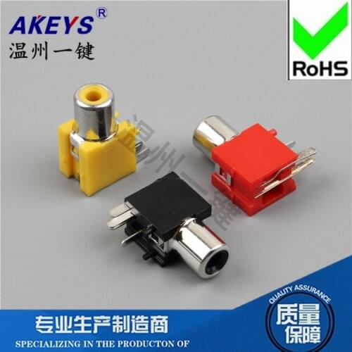 10pcs AV1-8.4-1K AV same-core socket 3 feet RCA Block Single hole PCB Welded Audio video Lotus seat