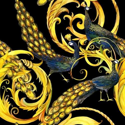 100% polyester stretch fabric dress high-end floral peacock printed fabric diy clothing shirt bedding patchwork S5