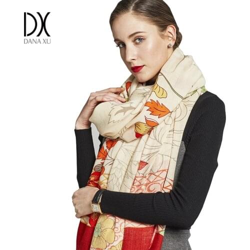 100% Wool Square Head Scarves Women Elegant Lady Carf And Warm Shawl Long Animal Print Stoles Bandana Scarf Hijab Beach Blanket