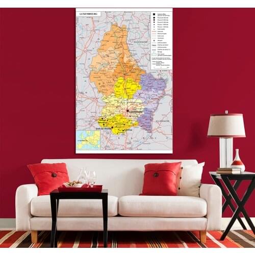 150*225cm Transportation Map of The Luxembourg In French Non-woven Wall Poster Canvas Painting Home Decoration School Supplies
