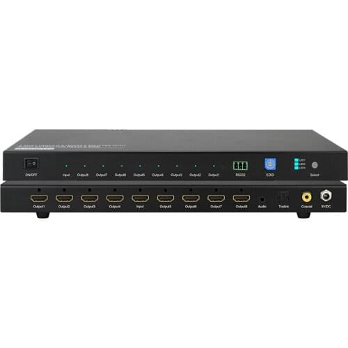 1X8 HDMI2.0&HDCP2.2 SPLITTER WITH EDID and RS232, AUDIO EXTRACTOR