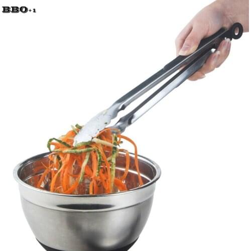 2pcs 9inch Stainless Steel Salad Tongs Food Clamp Silicone Cooking Set Kitchen Tongs BBQ Clip Bread Cake Tong Baking Utensils