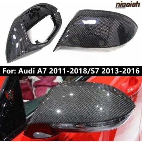 2pcs Real Carbon Fiber A7 Mirror Cover for Audi A7 2011-2018 S7 2013-2016 Side Door Wing Rearview Mirror Caps With Lane Assist