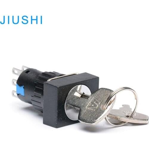 LA16J-22Y3 rectangular 3 positions rotary key switch 16mm 2NO 2NC selector 6pin