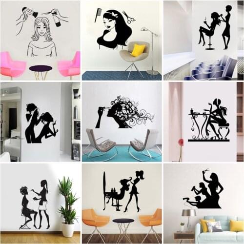 26 Styles Beauty Salon Vinyl Wall Stickers Sexy Girl Art Mural Shop Decor Hairdressers Wall Sticker Gift Removable