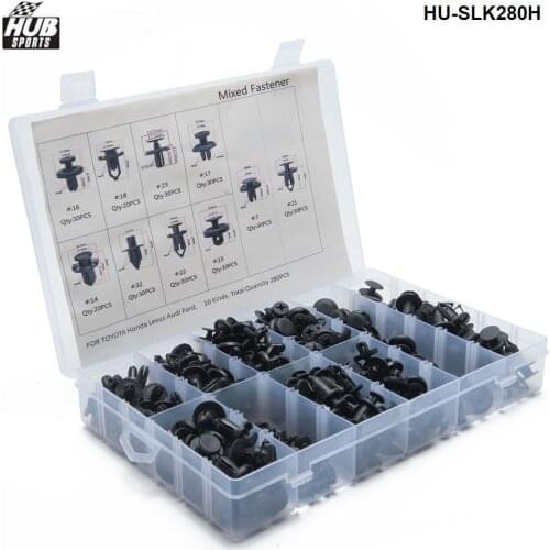 280pcs/LOT Mixed Auto Fastener Vehicle Car Bumper Clips Retainer Rivet Door Panel Fender Liner For Honda AUDI Toyota HU-SLK280H