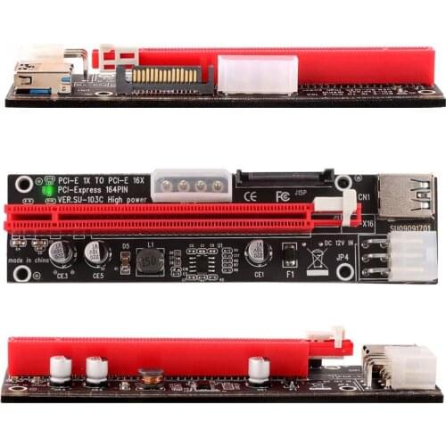 3 in1 4pin 6pin PCI-E Riser 103C Express 1X 4x 8x 16x Extender USB Riser Adapter Card SATA 15pin for BTC Mining Miner