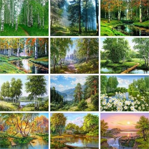 HUACAN 5D DIY Diamond Painting Landscaspe Mosaic Nature Full Square Diamond Embroidery Tree Handmade Gift Home Decor Kits