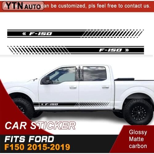 2pcs Car Decals For Ford F150 2015 2016 2017 2018 2019 Side Door Racing Quadrilateral Stripe Graphic Vinyl Decorative Sticker