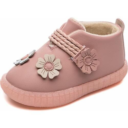 Baby Girls Shoes Toddlers Snow Boots Warm Cotton Inside Flowers Soft Sweet Princess Kids Ankle Boots Cotton Shoes For Girl 15-25