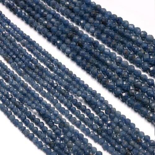 Natural Sapphire faceted round beads without treatment charm gemstone For Jewelry Making DIY women Bracelet necklace