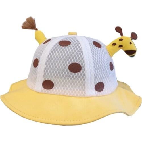 Children Cotton Hat Sunscreen Summer Mesh Breathable Baby Cute Giraffe Sun Hat Fisherman Hat Newborn Photography Props Gift