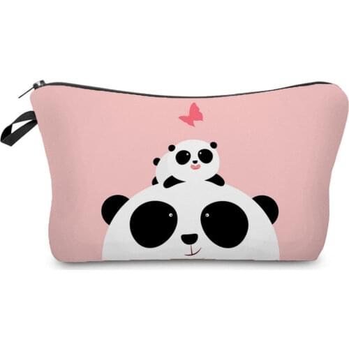 Kids Gift Printed Panda Storage Bag Women Portable Makeup Bag for Travel Fashion Cosmetics Bag for Ladies Small Beauty Pouch