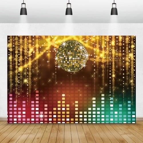 Laeacco Disco Party Photo Backgrounds Light Bokeh Glitters Sound Wave Neon Notes Baby Birthday Photography Backdrops Photo Shoot
