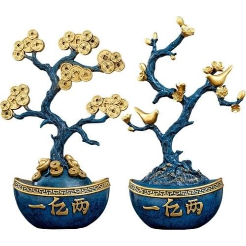 Fortune Tree Ornaments Lucky Fortune Business Cash Tree Shop Opening Gifts Home Furnishings Home Decor Resin Charms Fengshui