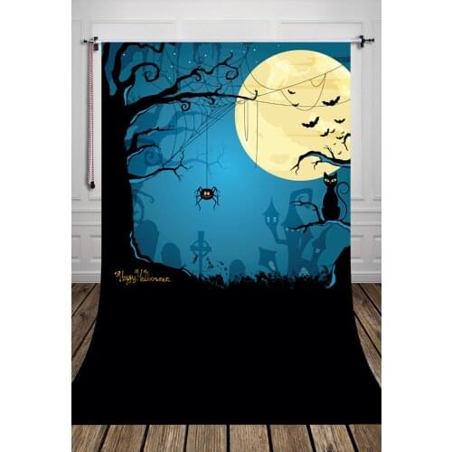 5x7ft Moon Night Pumpkin Photography Halloween Backdrop