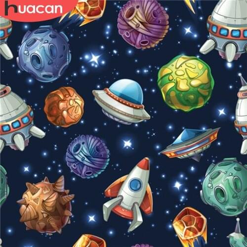 HUACAN 5d Diy Diamond Painting Kit Cartoon Landscape Diamond Embroidery Cross Stitch Outer Space Rhinestones Mosaic Decortion