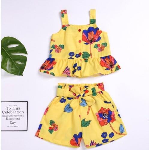 Cute Baby Kids Girl Summer Clothes set Off Shoulder Flower Top Shirt Shorts Pants 2PCS Outfit Set Toddler Girls Causal Clothes
