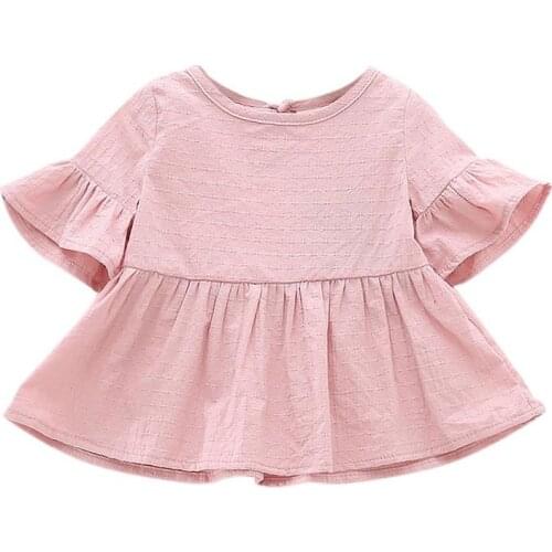 Summer Baby Shirt Cotton Short-sleeved Lotus Leaf Blouses Girls Girls High Quality T-Shirts Baby Girl Top Clothing