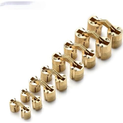 Copper Brass Furniture Hinges 8-18mm Cylindrical Hidden Cabinet Concealed Invisible Door Hinges For Hardware Gift Box
