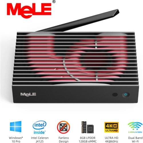 Intel Celeron J4105 Quad Core 8GB 128GB Fanless Mini PC Windows 10 Pro MeLE Mini Desktop PC NUC HDMI 4K VGA WiFi SSD HDD Type C