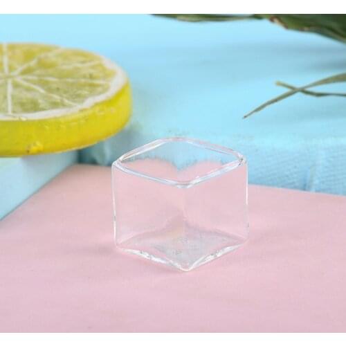 1pcs 20*20mm Dollhouse Miniature Clear Square Glass Pot Storage Jar Model Accessories Decorative Miniature