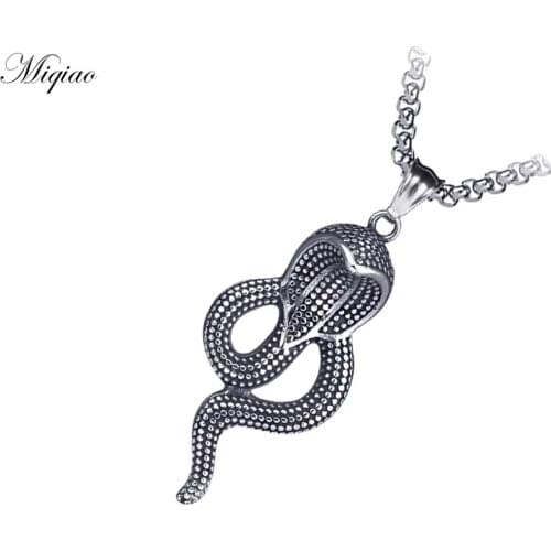 Miqiao Hot New Product Personality Stainless Steel Cobra Pendant Necklace