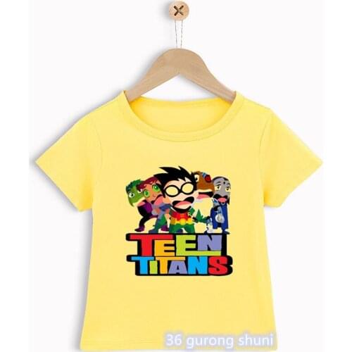 Fashion childrens clothing tshirt cute cartoon titans go graphic print boy t shirts summer casual boy clothes high-quality top