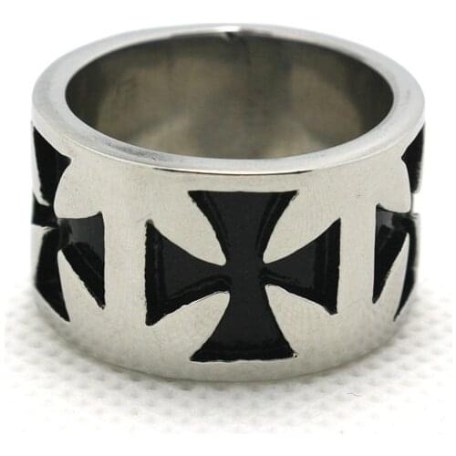 Fashion Top Quality Round Jesus Cross Ring 316L Stainless Steel Valentines Day Gift Man Cross Ring From Size 8-13