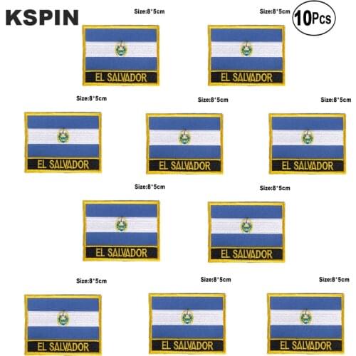 El Salvador Flag Embroidery Patches Iron on Saw on Transfer patches Sewing Applications for Clothes in Home&Garden