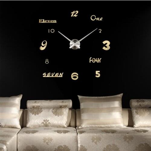 New arrival mirror wall clock 3D Acrylic Mirror Stickers Diy living room decoration Quartz Needle wall clocks