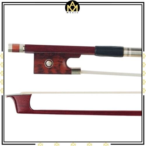 New Violin Bow 4/4 Size Brazilwood Bow Round Stick W/ Snakewood Frog White Horsehair Well Balance 4/4 Violin/Fiddle Bow