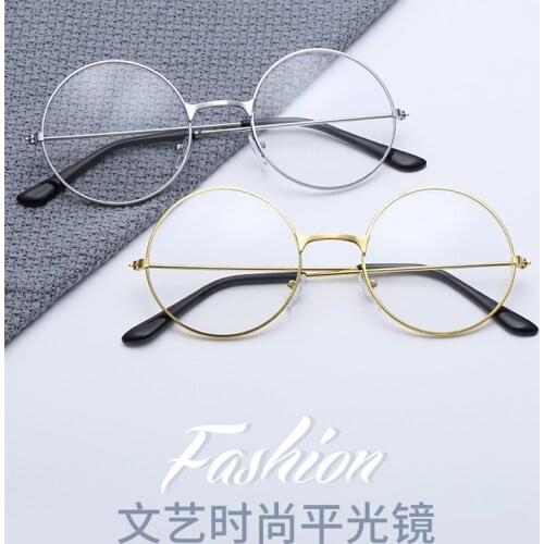 Unisex High Quality Retro Round Circle Metal Frame Eyeglasses Original Clear Lens Glasses 2 Styles Men