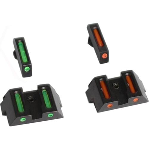 Bugleman Handgun Pistols Real Red Green Fiber Optic Front Rear Sight For Glock 17,17L, 19, 22, 23, 24, 26, 27, 33, 34, 35, 38,39