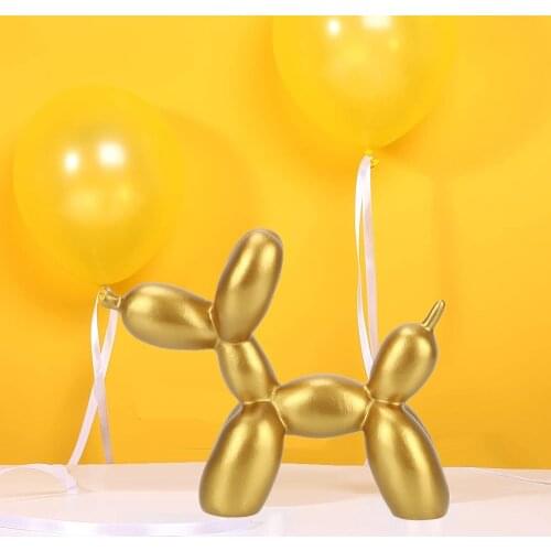 Resin Dog Crafts Sculpture Statue Ornament Balloon Dog for Cake Home Party Dessert Gifts Desktop Decoration