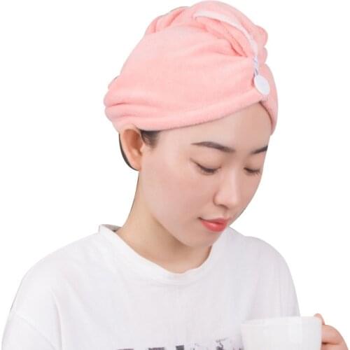 Dry Hair Hat Hair Turban Women Girls Ladies Cap Bathing Drying Towel Head Wrap Hat Quick-drying Shower Cap AT217