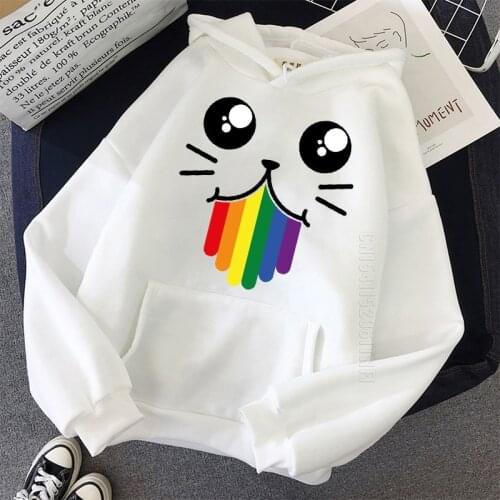 LGBT Cat And Love Для Женщин Sweetshirts Men Spring Autumn Female Loose Daily Casual Pullover Student Basic Hoodies S