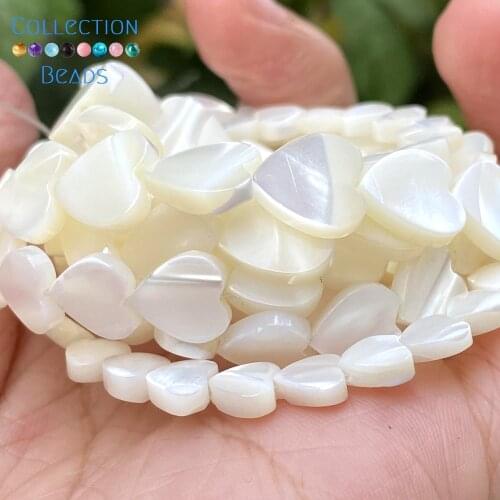 6/8/10mm Natural White Love Heart Shell Mother Of Pearl Loose Spacer Beads For Jewelry Making DIY Bracelet Necklace Handmade