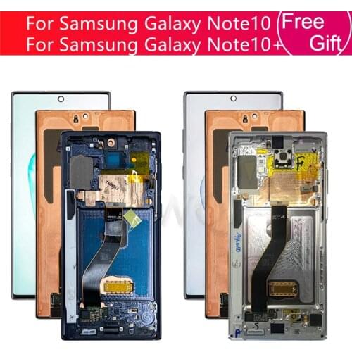AMOLED For Samsung Galaxy Note 10 Lcd N970F N9700 Display Touch Screen Digitizer +Frame For Samsung note10+ LCD N975 N9750/DS